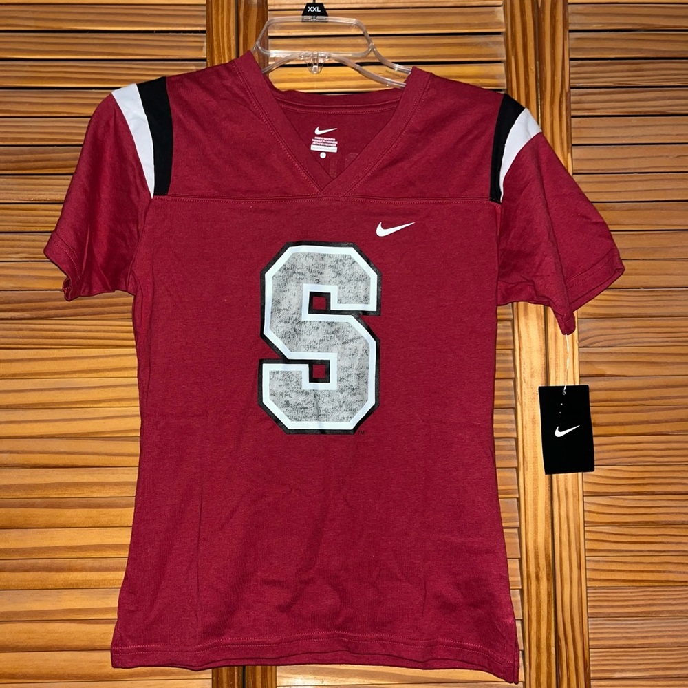 Nike‎ Team Stanford Jersey Style V Neck Tee Shirt Youth Large New with Tags